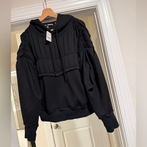 free people movement Tops - FP Movement by Free People Black Textured Hoodie 🔥 NWT